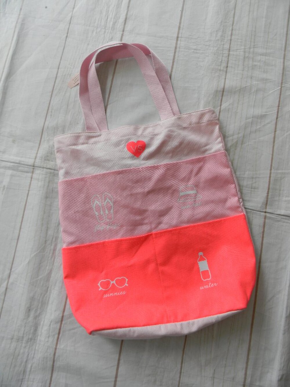 NWT VICTORIA'S SECRET PINK MULTI-POCKET LARGE BEACH N/S CANVAS TOTE POOL